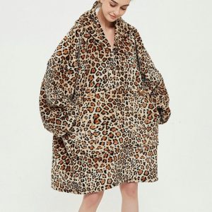 Poncho Polaire Femme Léopard