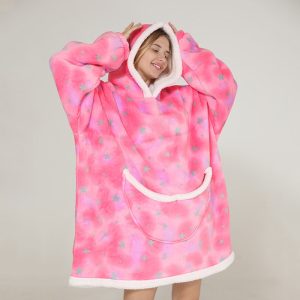poncho polaire femme rose