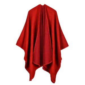poncho rouge femme élégant