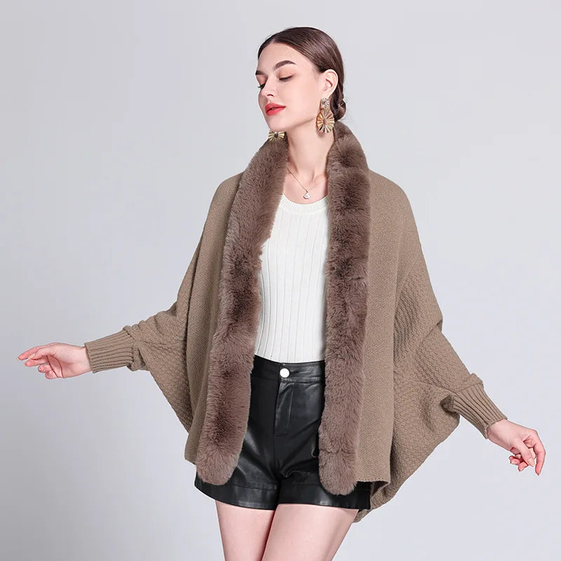 Pull Poncho Femme avec Manches
