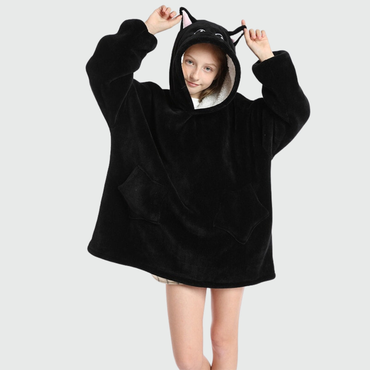 sweat plaid enfant chat noir