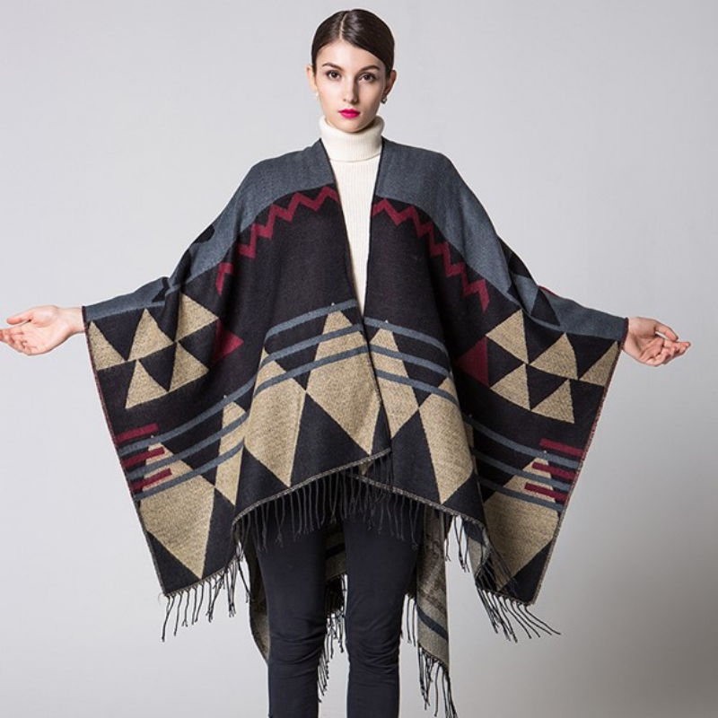 Poncho géométrique chic