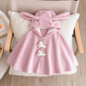 poncho bébé rose