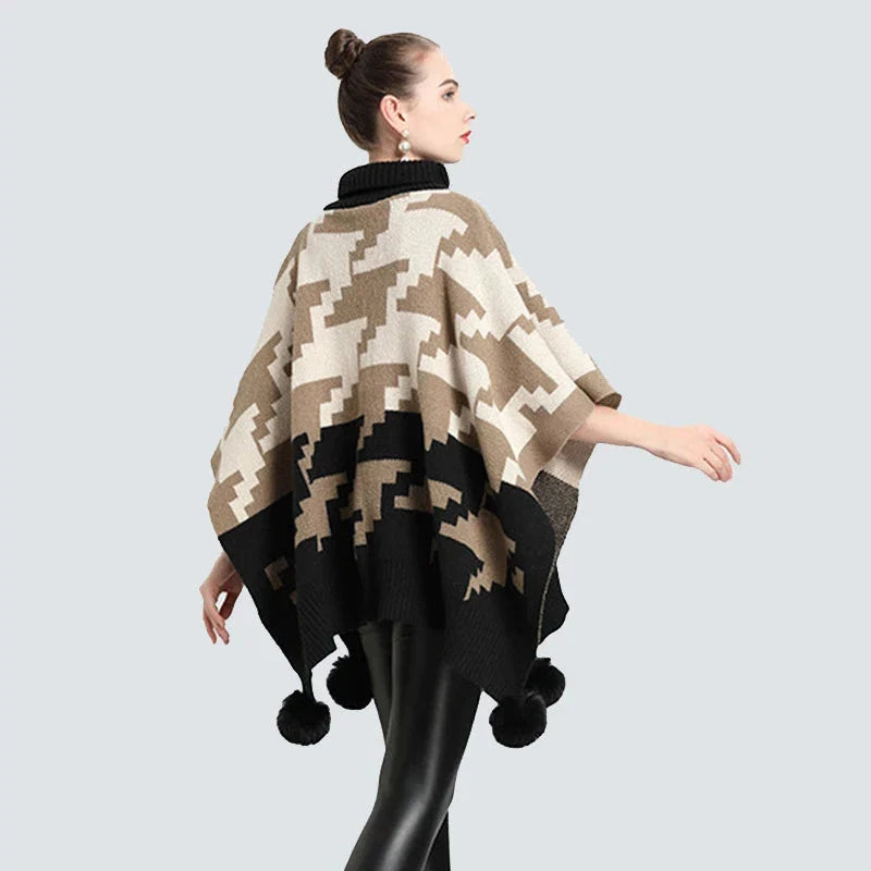 poncho col roulé élégant