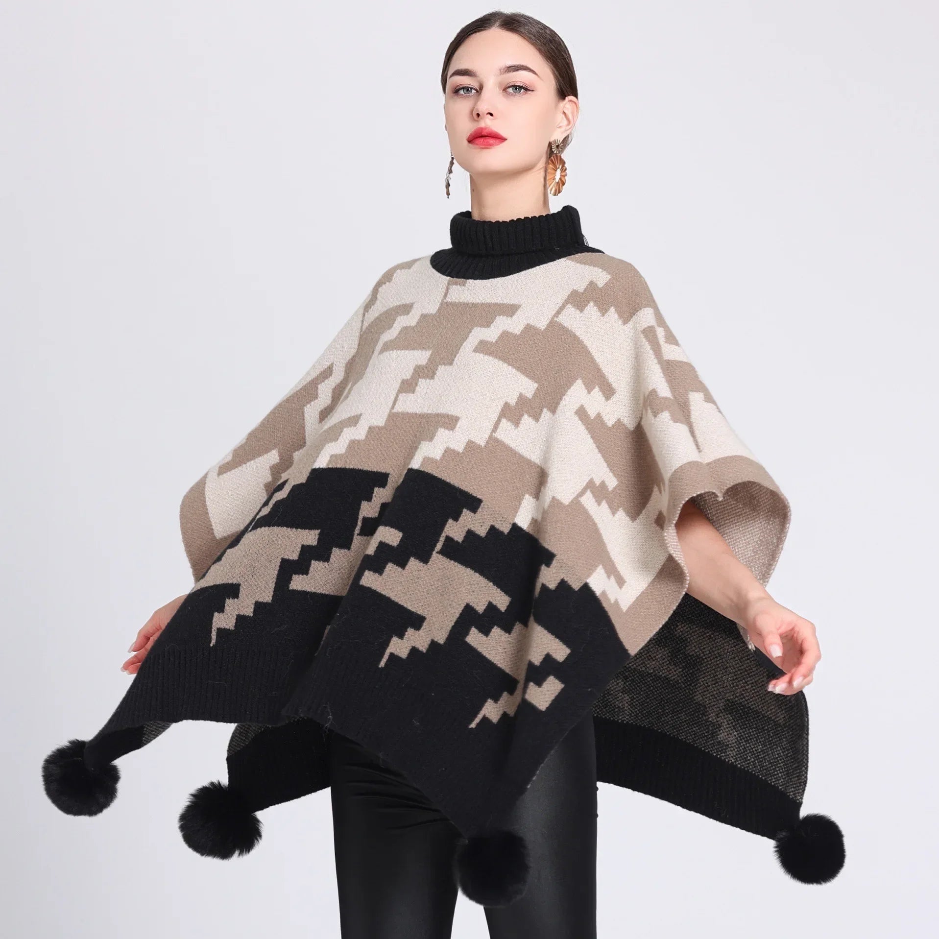 poncho confortable avec col roulé