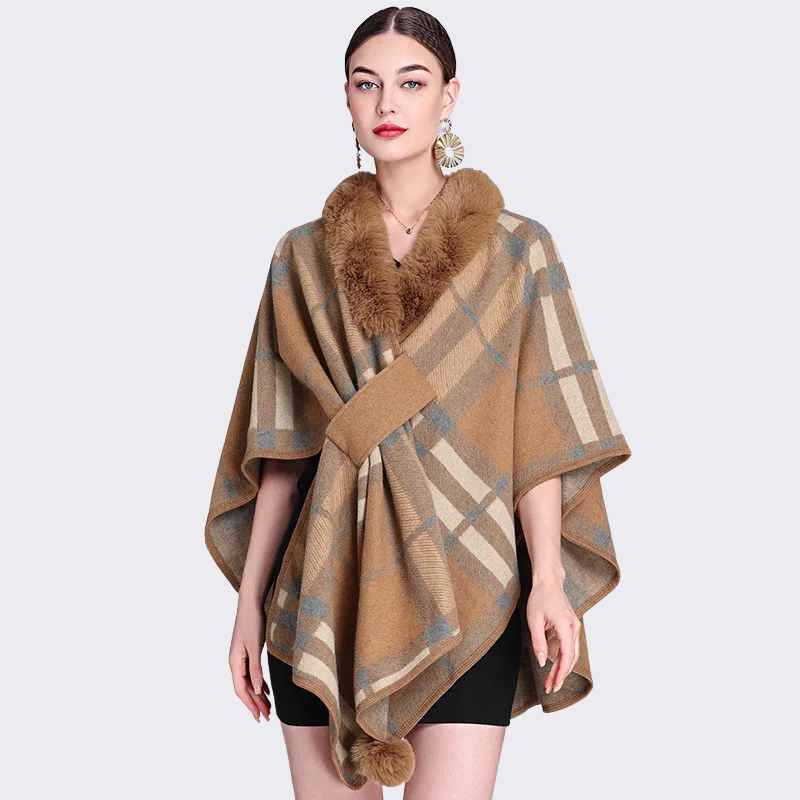 chaleur poncho écossais