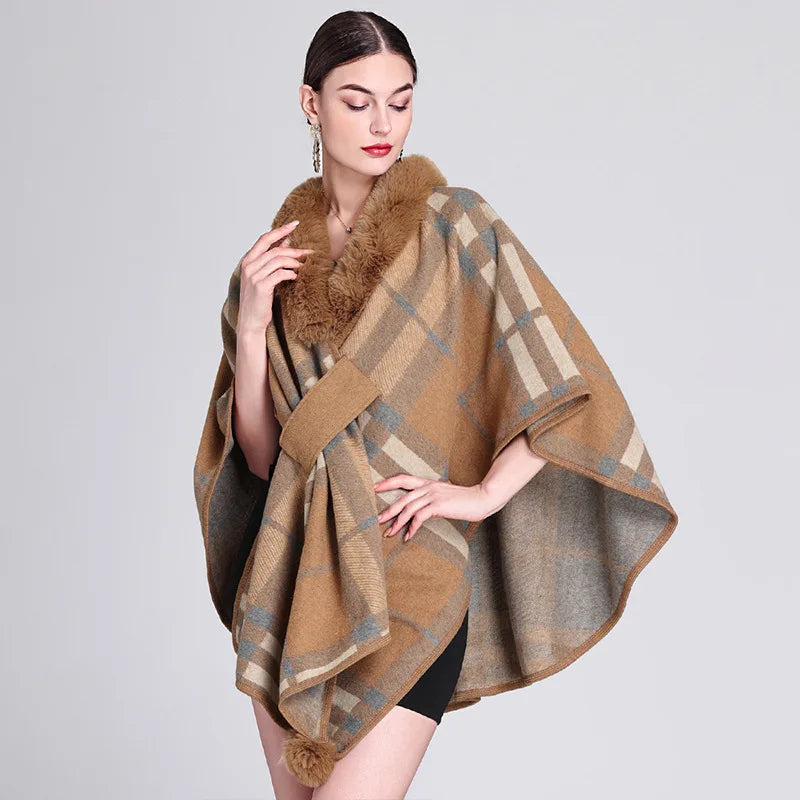 poncho femme écossais