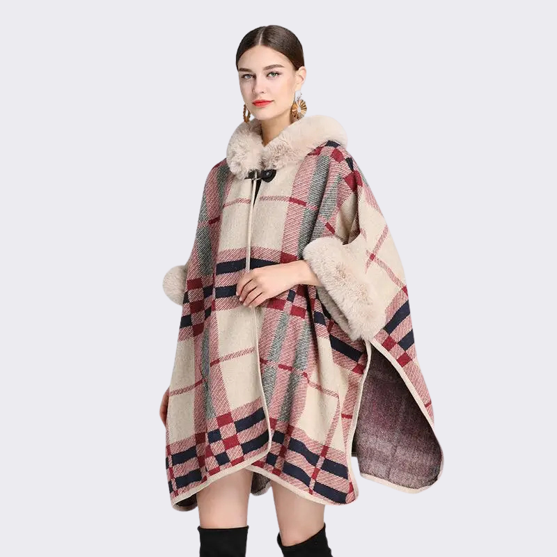 poncho stylé carreaux