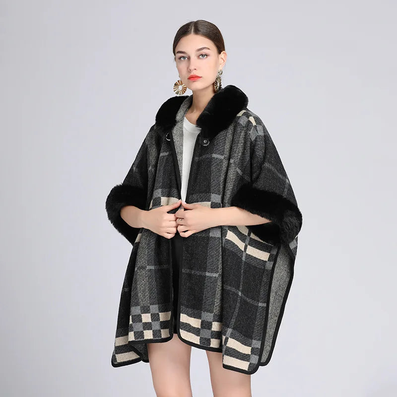 poncho carreaux chic