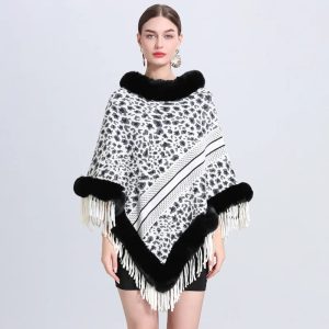 poncho fourrure léopard