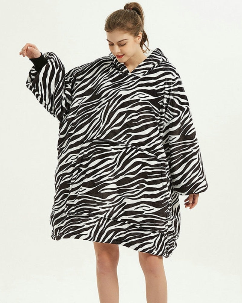 poncho polaire femme zébré élégant