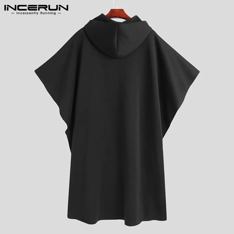 Poncho Homme Long à Capuche Noir pour Automne et Hiver – Image 4