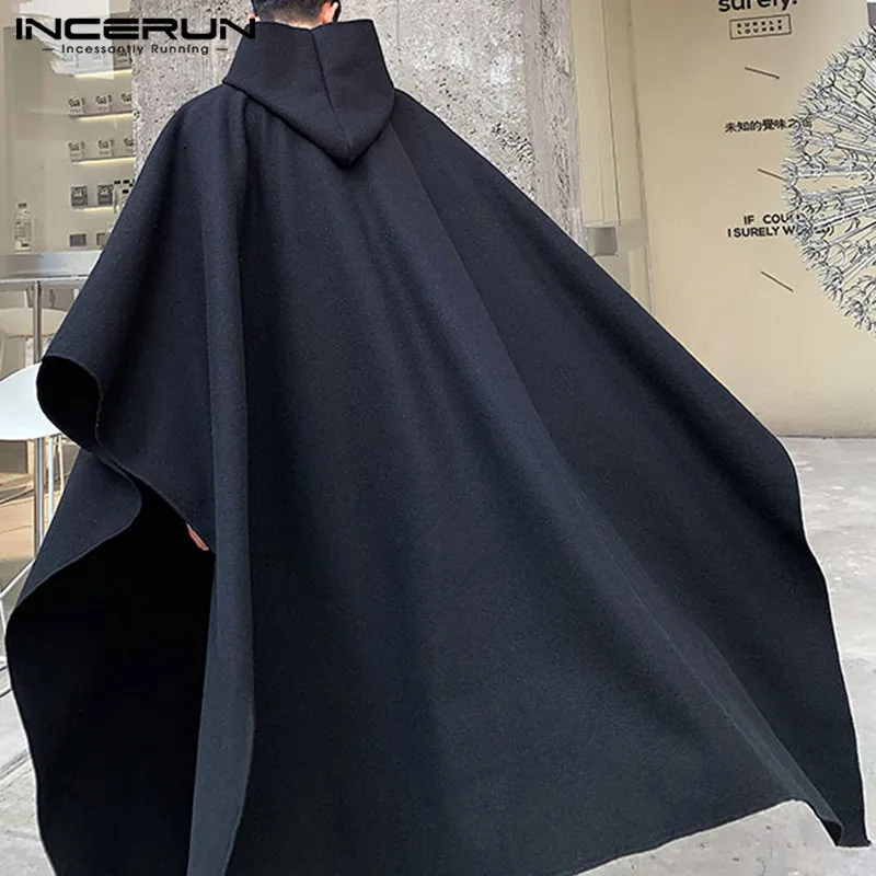 Poncho Homme Long à Capuche Noir pour Automne et Hiver – Image 3