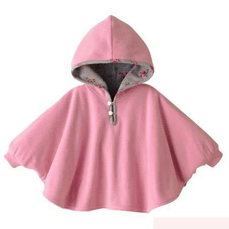 Poncho Bébé Réversible Rose à Capuche pour Automne et Hiver