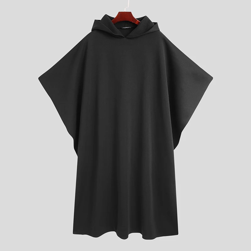 Poncho Homme Long à Capuche Noir pour Automne et Hiver – Image 6