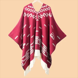 Cape Homme à Franges en Maille Chaude pour Automne et Hiver
