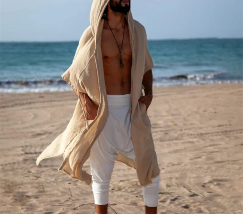 Poncho Homme Long à Capuche Style Bohème – Image 4
