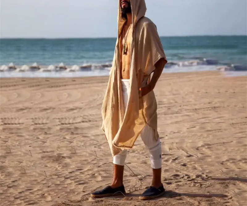 Poncho Homme Long à Capuche Style Bohème – Image 5