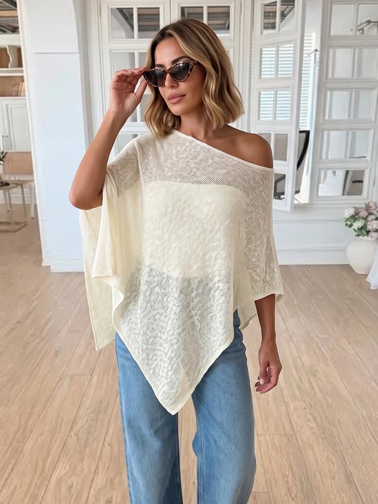 Poncho Femme Léger en Maille pour Plage et Été – Image 3