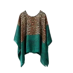 Poncho Femme Léopard Vert Léger pour Plage et Été