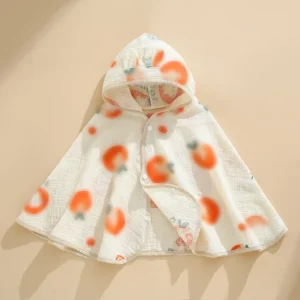 Poncho de Bain Bébé en Gaze de Coton à Capuche
