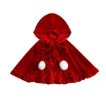 Poncho Bébé Rouge à Capuche Doux pour Noël