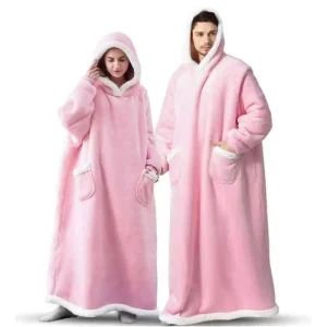 Poncho Plaid Géant à Capuche – Polaire Chaude pour Femme et Homme