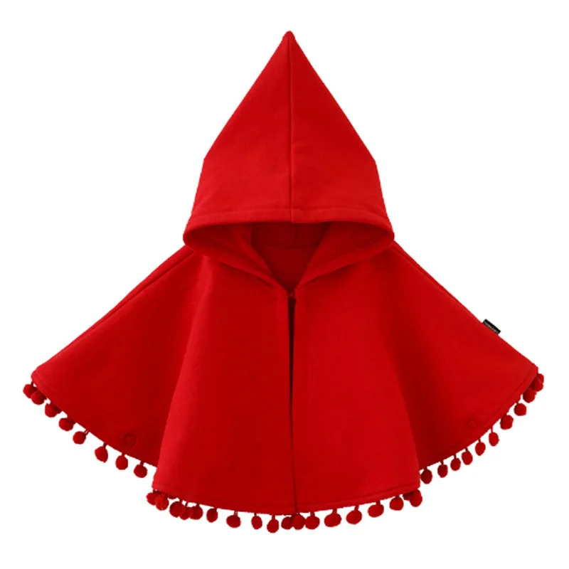 Poncho Enfant Rouge à Capuche – Cape Polaire Chaude pour Hiver – Image 5