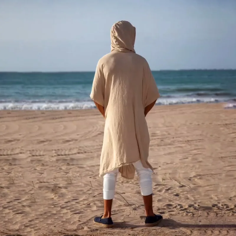 Poncho Homme Long à Capuche Style Bohème – Image 3