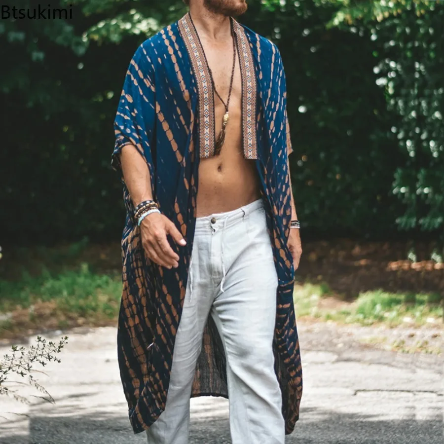 Poncho Homme Long Léger Style Kimono pour Plage et Été – Image 2