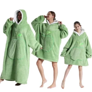 Poncho Plaid Polaire Adulte à Capuche