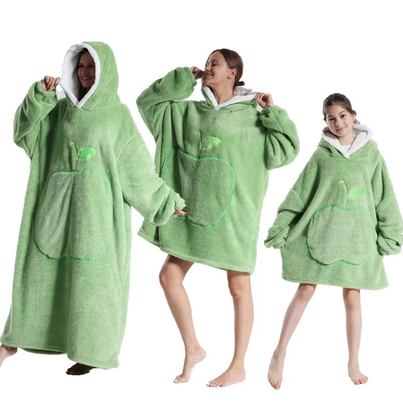 Poncho Plaid Polaire Adulte à Capuche